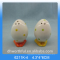 Dots design egg shape ceramic pepper &salt shaker